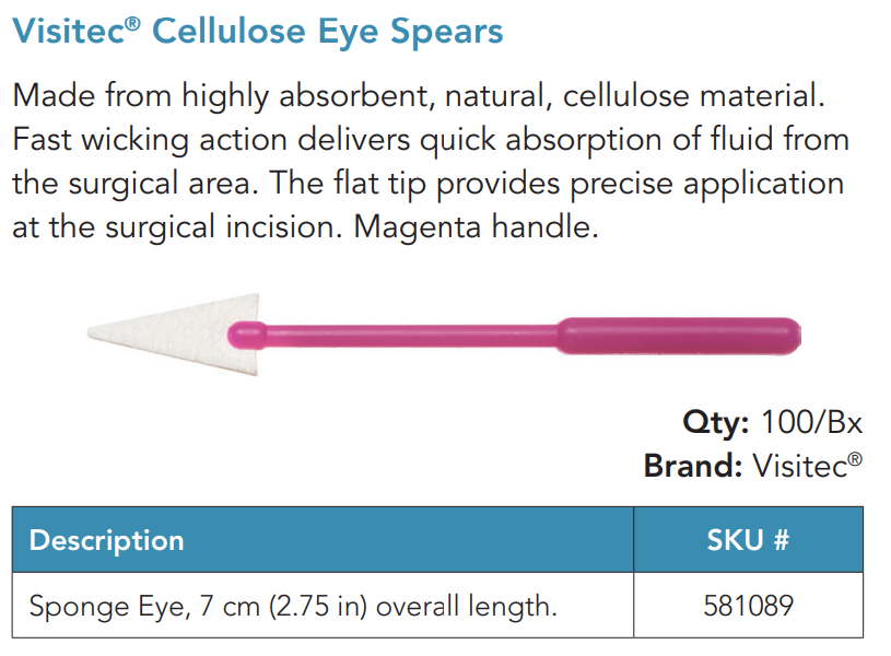 Visitec Cellulose Eye Spears