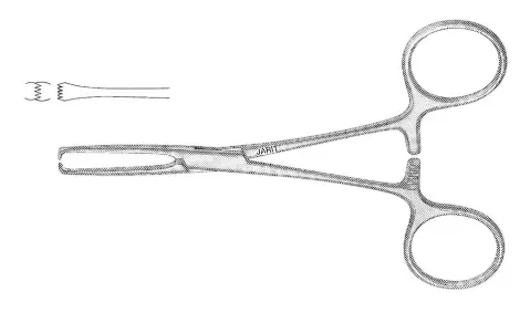 [136-100 (INT)] ALLIS TISSUE FORCEPS 6-1/4, 4X5 TEETH,MATTE FINISH
