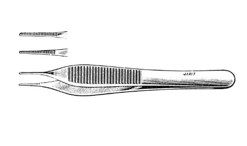 ADSON DRESSING FORCEPS, 4-3/4, CROSS SERR HANDLE