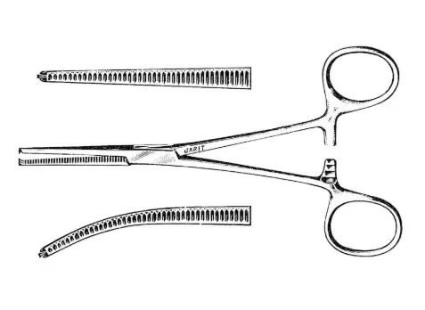 [106-230 (INT)] KOCHER FORCEPS 5-1/2 STRAIGHT, 1X2 TEETH