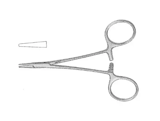 [121-119 (INT)] WEBSTER NEEDLE HOLDER 4-5/8 CARB-BITE, SERRATED
