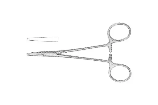 [121-120 (INT)] HALSEY NEEDLE HOLDER 5-1/4, CARB-BITE, SMOOTH JAWS